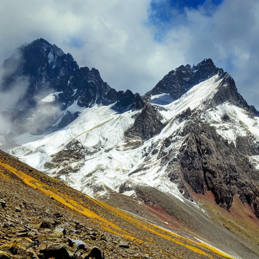 Stable Diffusion output for the prompt "mountain" (2 of 2)