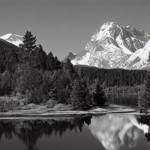 Stable Diffusion output for the prompt "mountain, Ansel Adams" (2 of 5)
