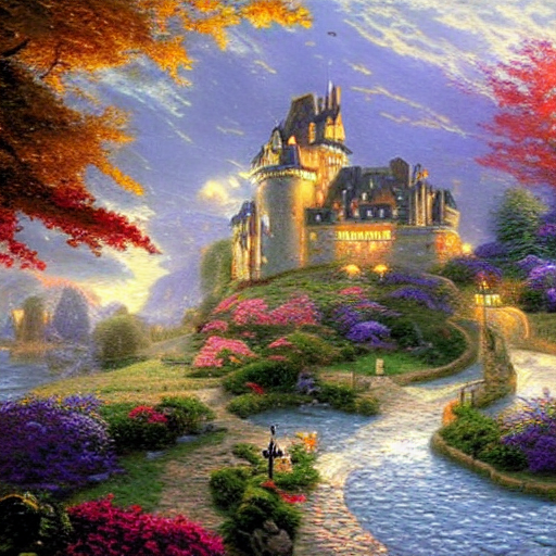 Stable Diffusion output for the prompt "castle Thomas Kinkade" (4 of 5)