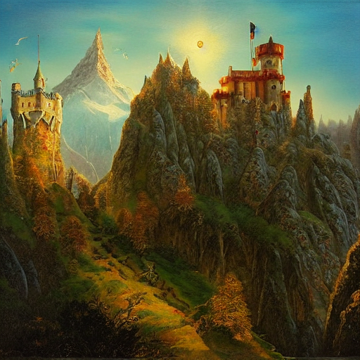 Stable Diffusion output for the prompt "castle James Christensen" (4 of 5)