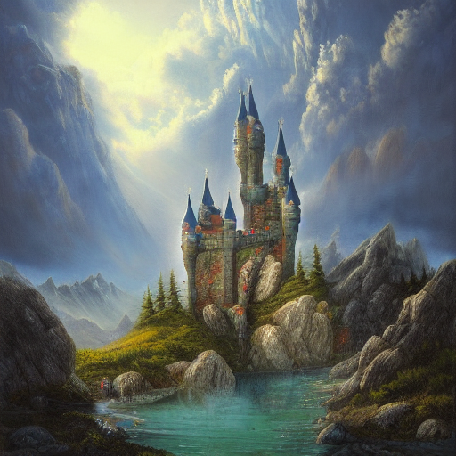 Stable Diffusion output for the prompt "castle James Christensen" (5 of 5)